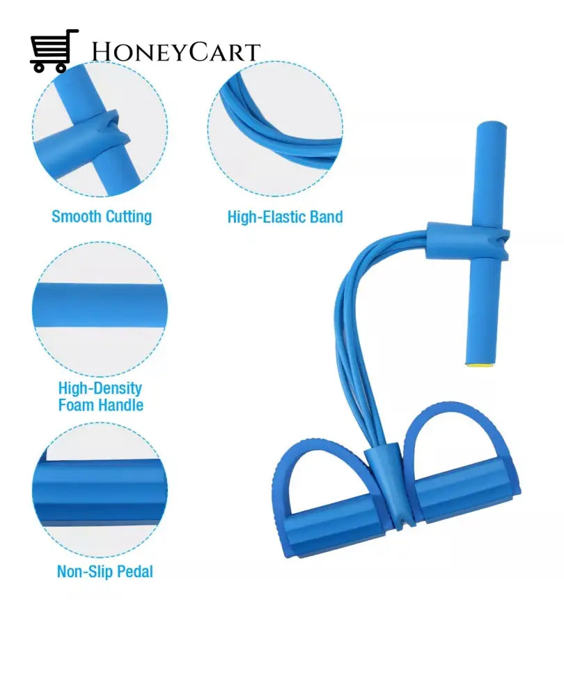 Foot Pedal Pull Rope Resistance 4-Tube Home Fitness Yoga Gym Sit-Up Trainers