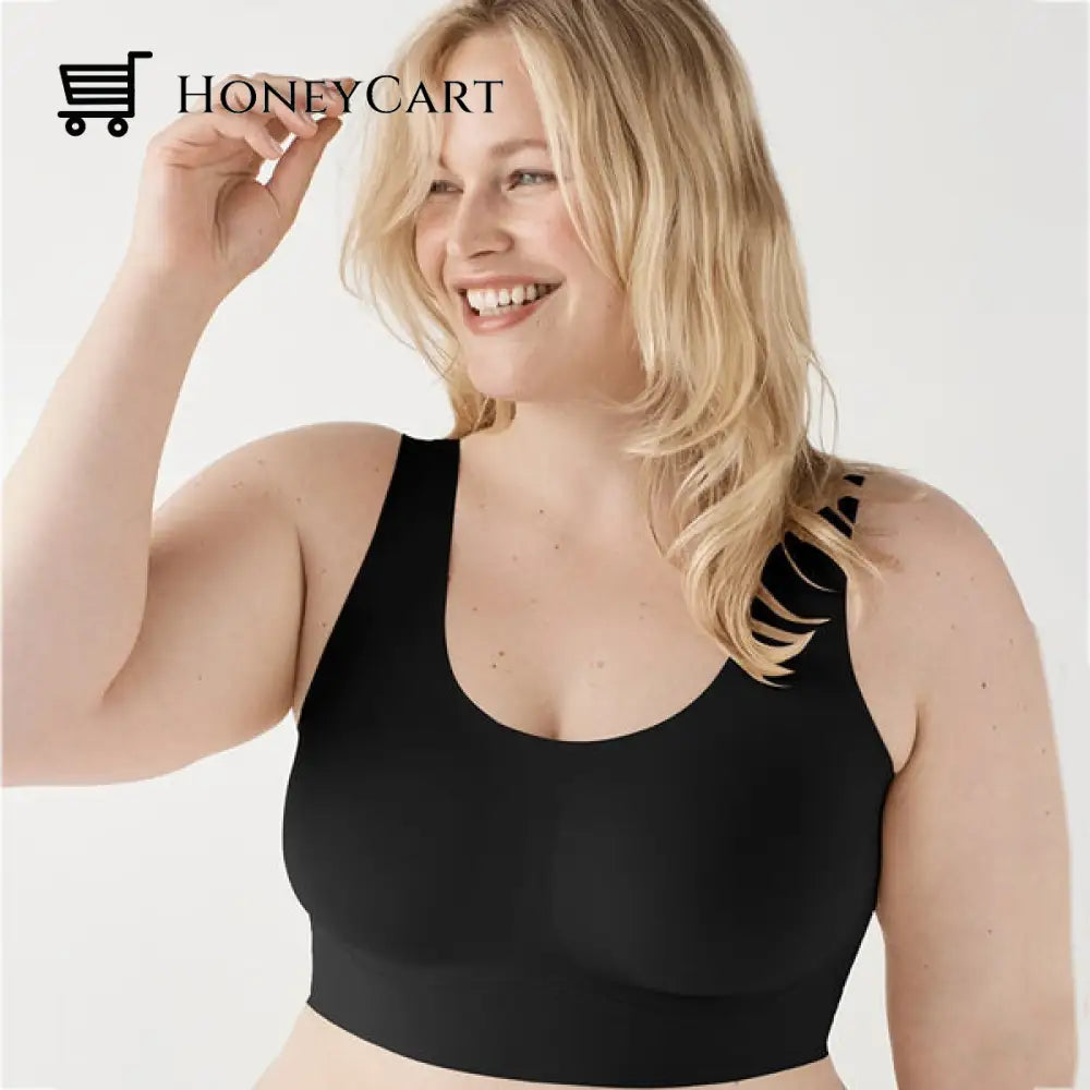 Freezy Bra - Plus Size Anti-Uniboob Comfy Seamless (From S-6Xl) Black / S