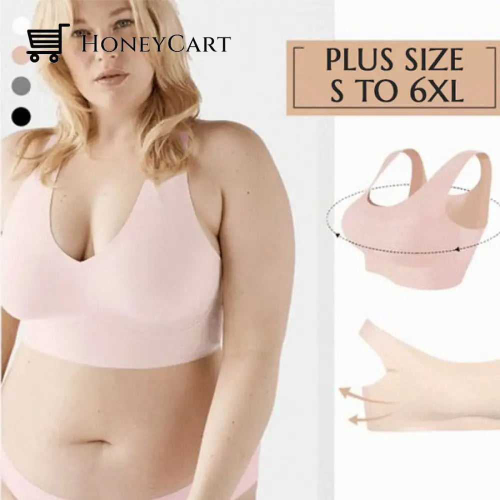 Freezy Bra - Plus Size Anti-Uniboob Comfy Seamless (From S-6Xl) Pink / S