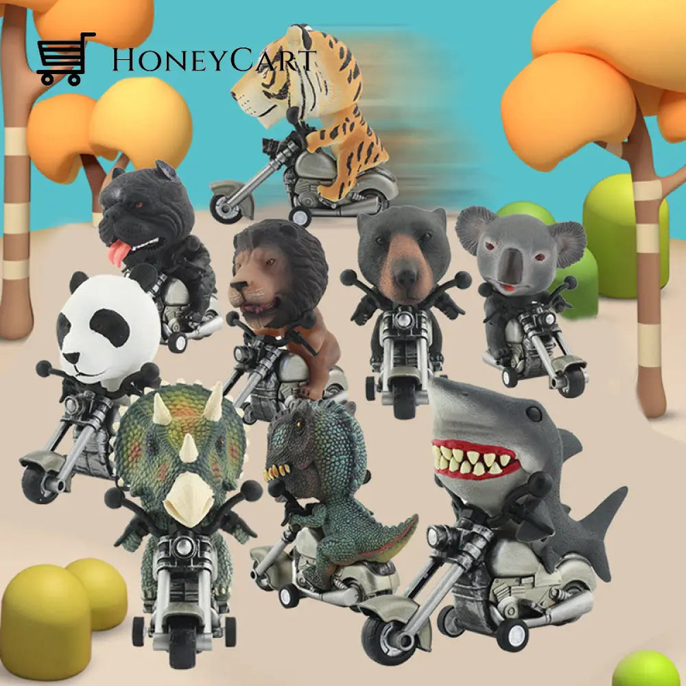Friction-Powered Animal Motorcycle Toys