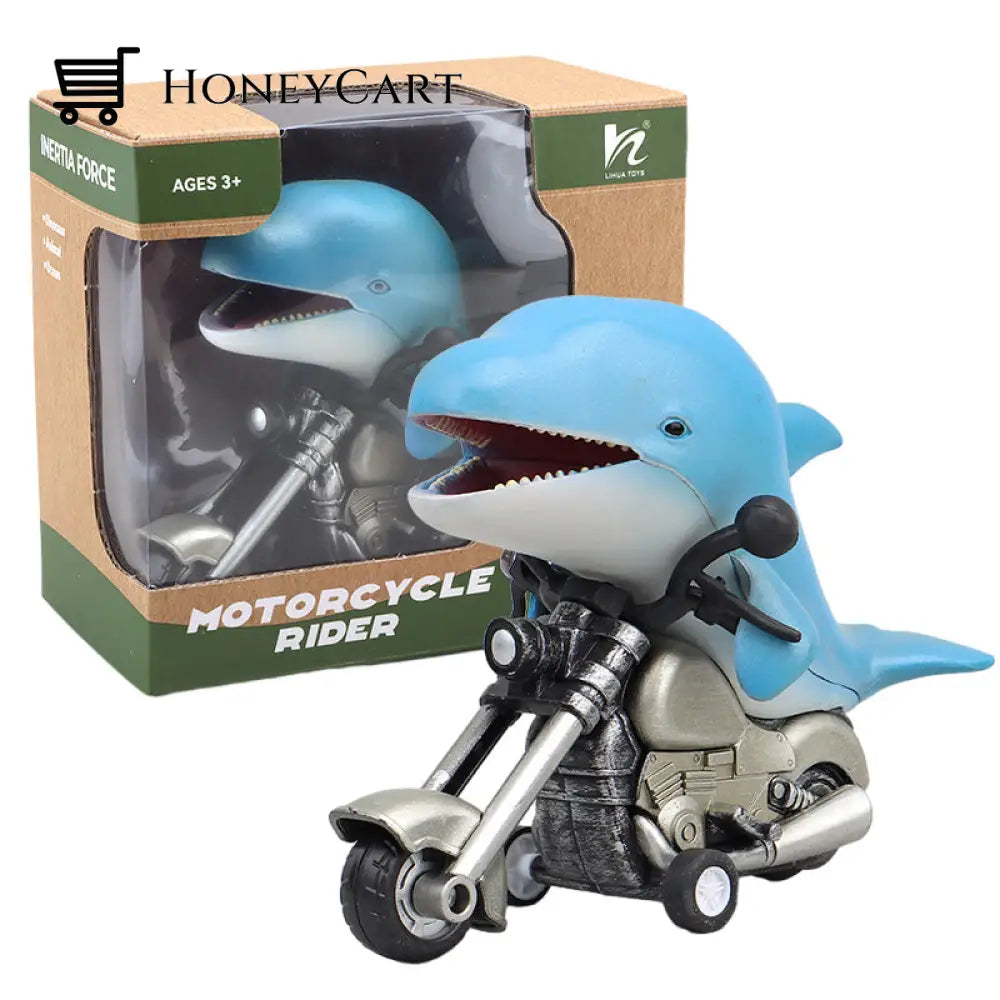 Friction-Powered Animal Motorcycle Toys Dolphin - Light Blue