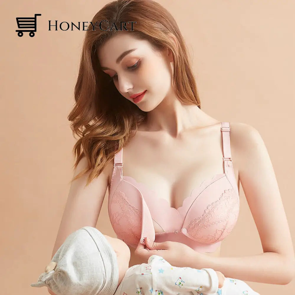 Front Open Nursing Bra Maternity Cotton Breastfeeding For Pregnant Women Pink / B 34 Bras