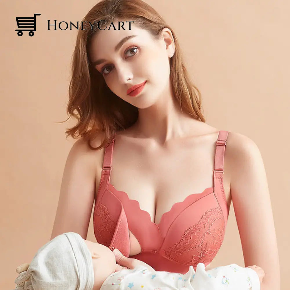 Front Open Nursing Bra Maternity Cotton Breastfeeding For Pregnant Women Rose / B 34 Bras