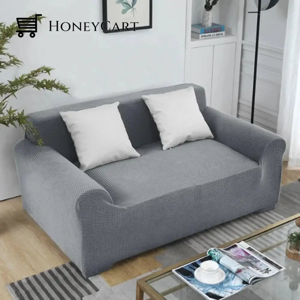 Full-Wrapped Universal Stretch Sofa Cover Light Grey / 1 Seater(35-55 Inch)