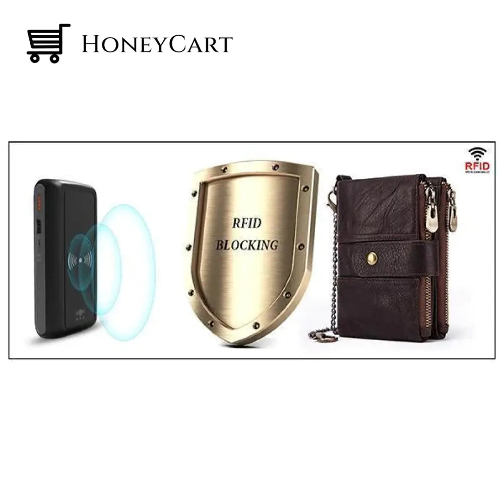Genuine Leather Anti-Theft Retro Wallet With Chain