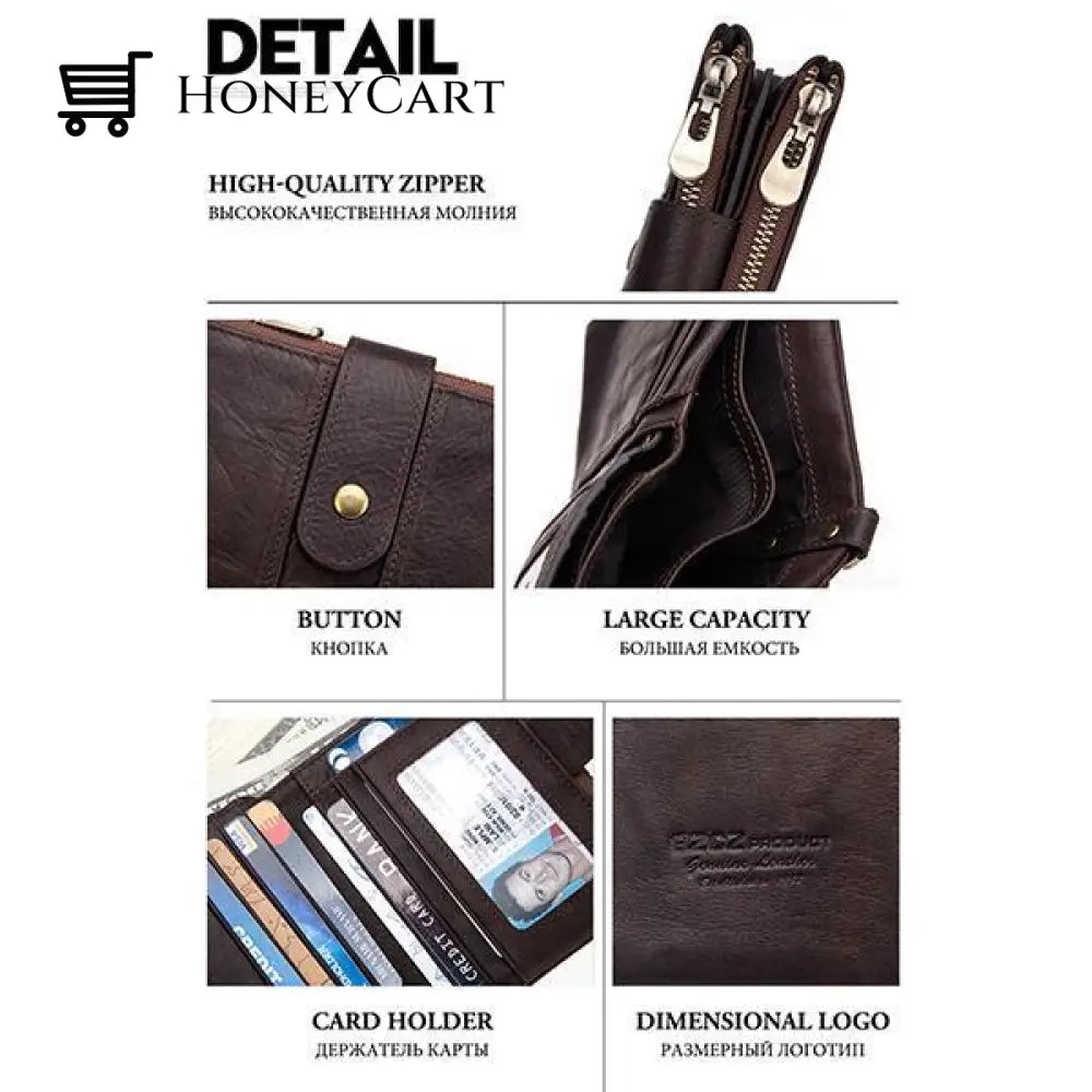 Genuine Leather Anti-Theft Retro Wallet With Chain