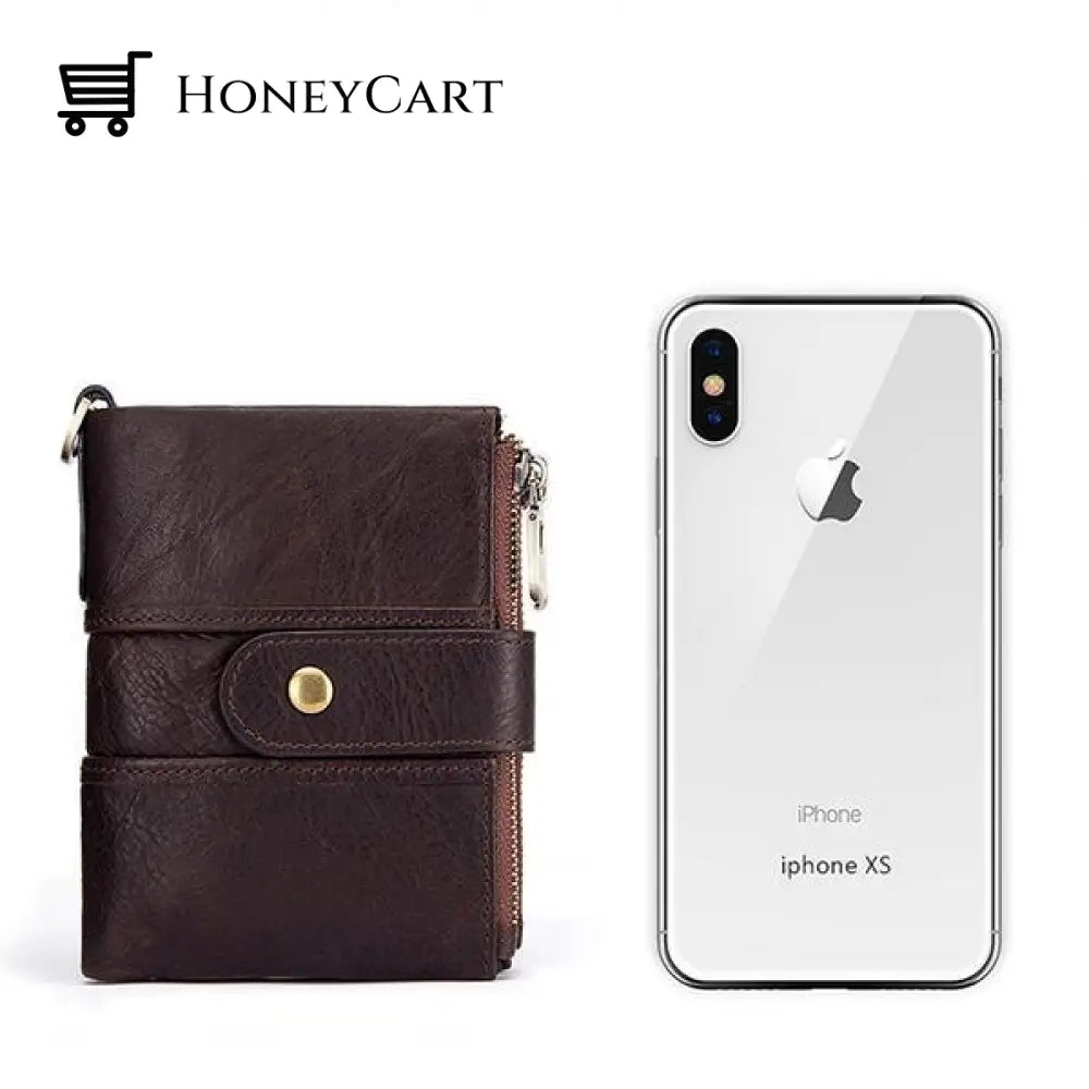 Genuine Leather Anti-Theft Retro Wallet With Chain