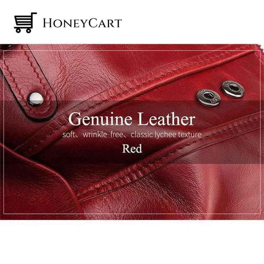 Genuine Leather Anti-Theft Retro Wallet With Chain