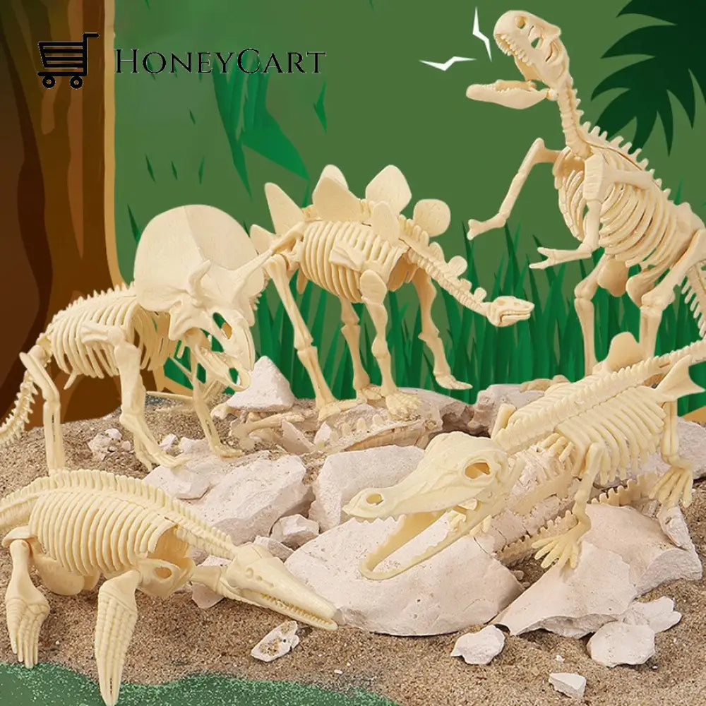 Great Educational Toy For Kids Dinosaur Fossil Digging Kit All Style 5Pcs; Best Gift