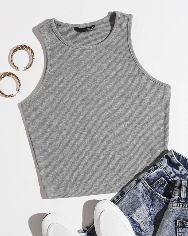 Solid Crop Tank Top