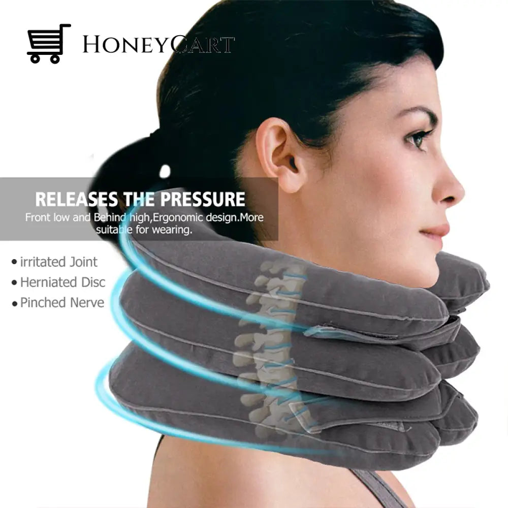 H-Care Inflatable Soft Cervical Neck Stretching Support Gray 3 Layers Supports & Braces