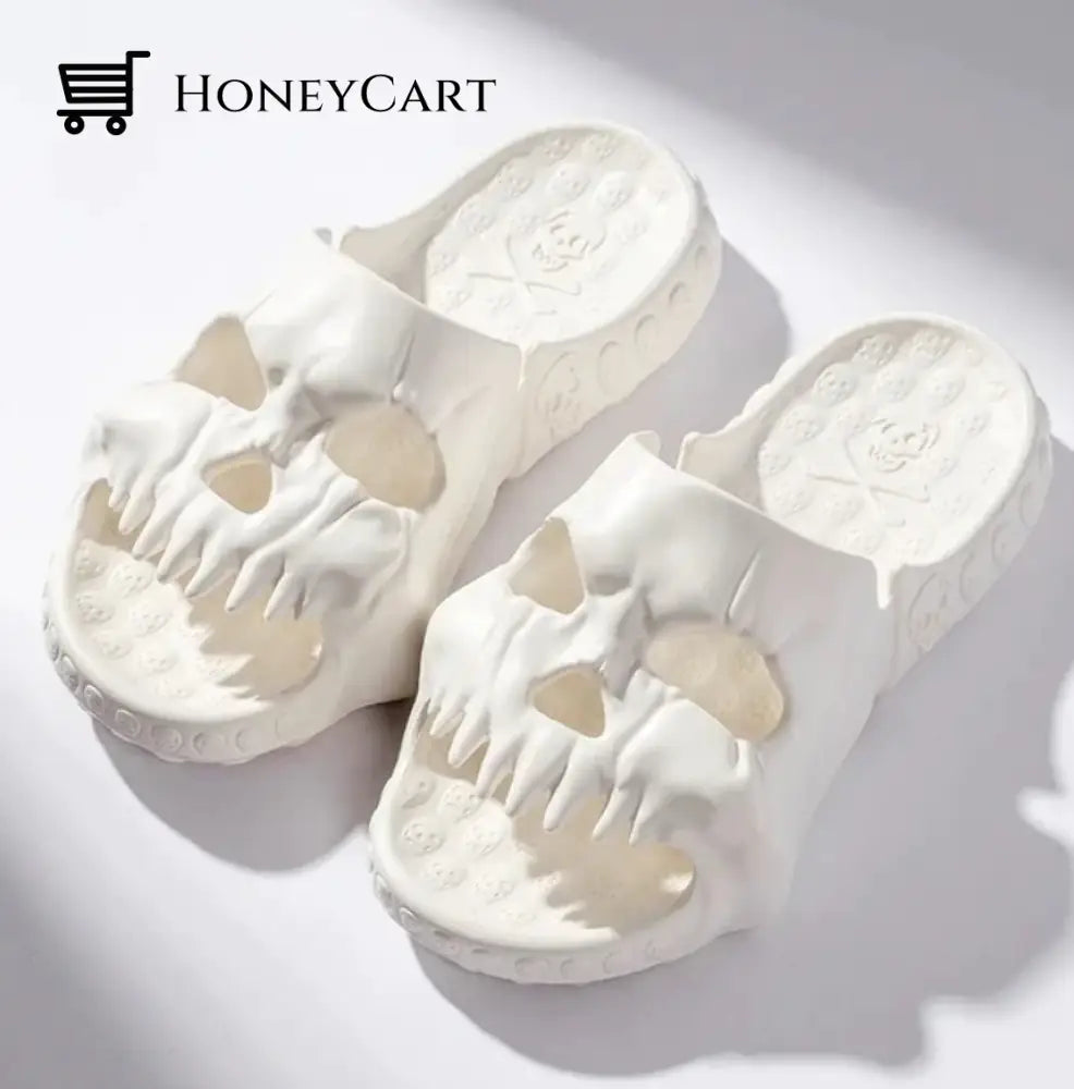 Skull Slides White / 5.5-6.5 (Us Womens) 4.5-5 Mens)