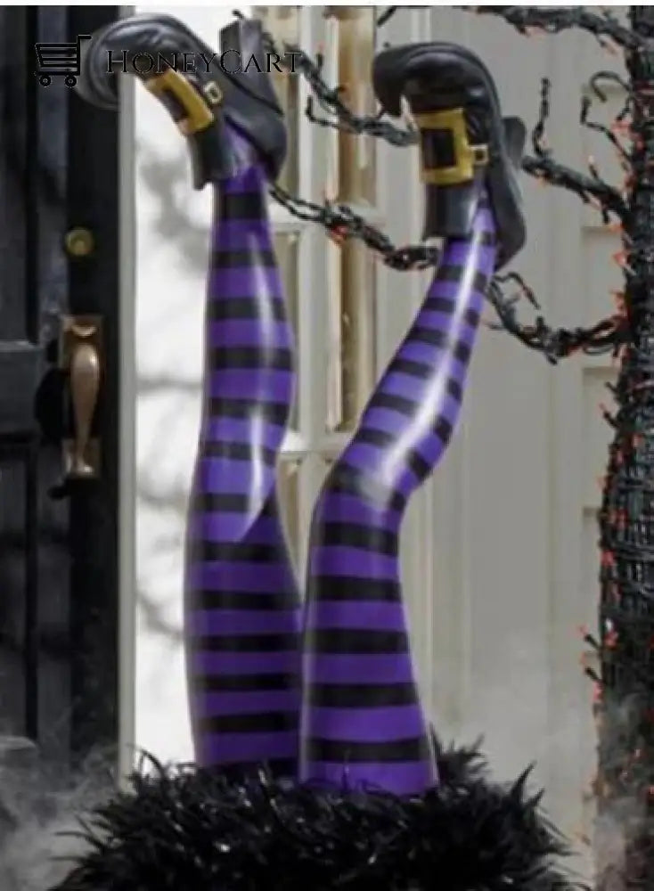 Halloween Witch Leg Pile One Containing Two Legs Purple Black