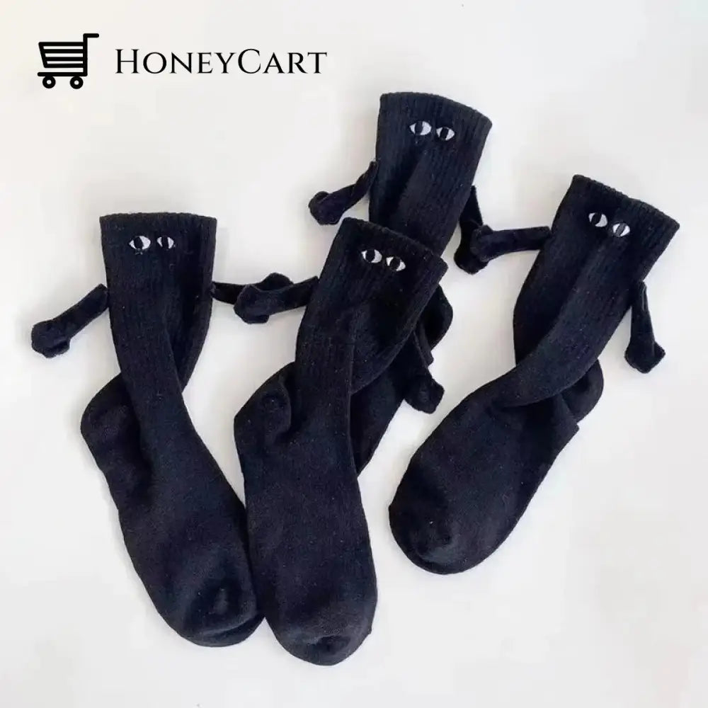 Hand In Magnetic Holding Hands Socks Black
