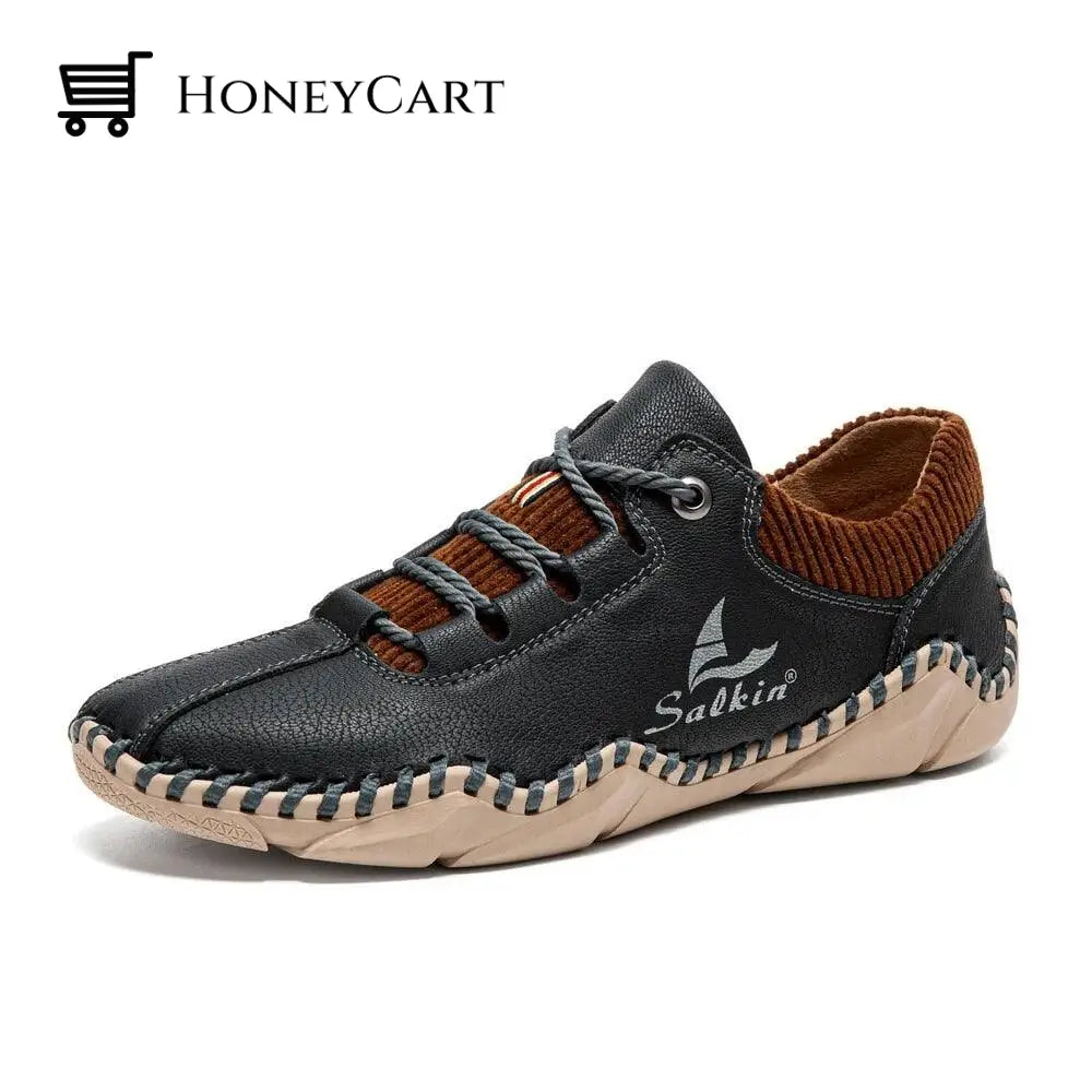 Handmade Men Leather Shoes Black / 40