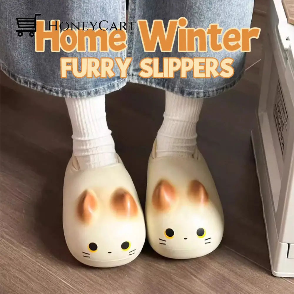 Home Winter Furry Slippers Black / 34/35Yardage Beauty& Health