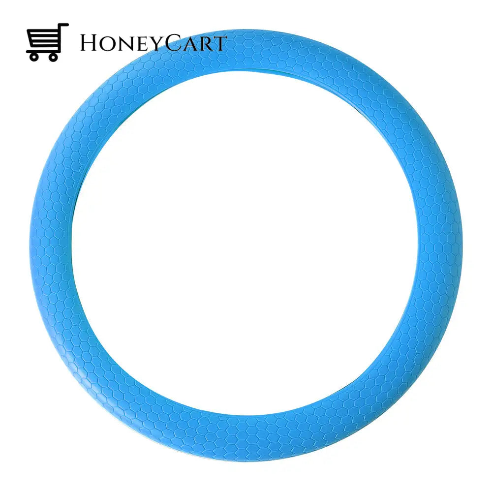 Honeycomb Silicone Steering Wheel Cover Sky Blue / 38Cm