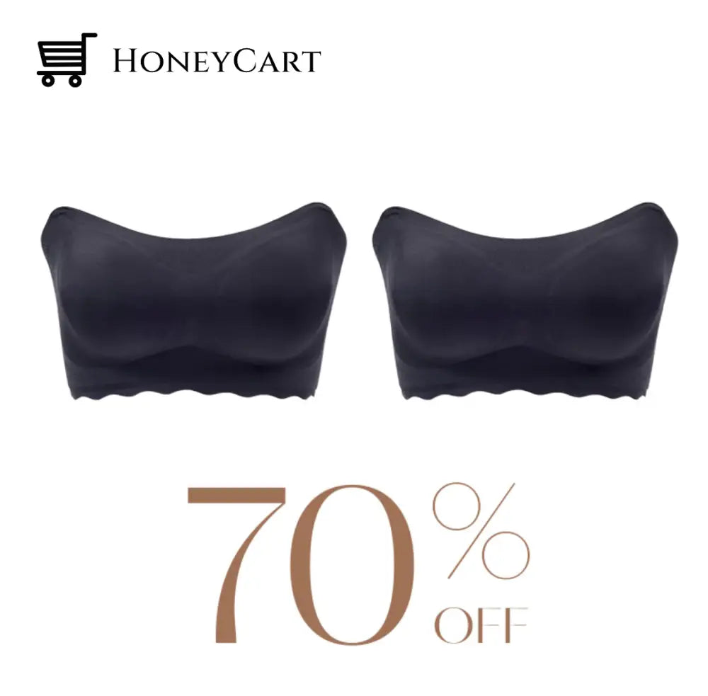 Invilift: Plus Size Sexy Strapless Invisible Push Up Bra 70% Off Set 2 - Black & / M