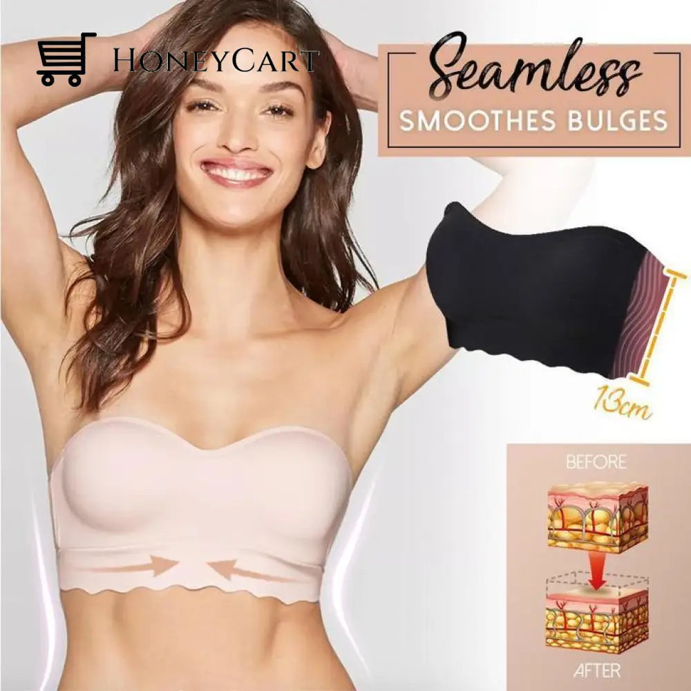 Invilift: Plus Size Sexy Strapless Invisible Push Up Bra Beige (50% Off) / M