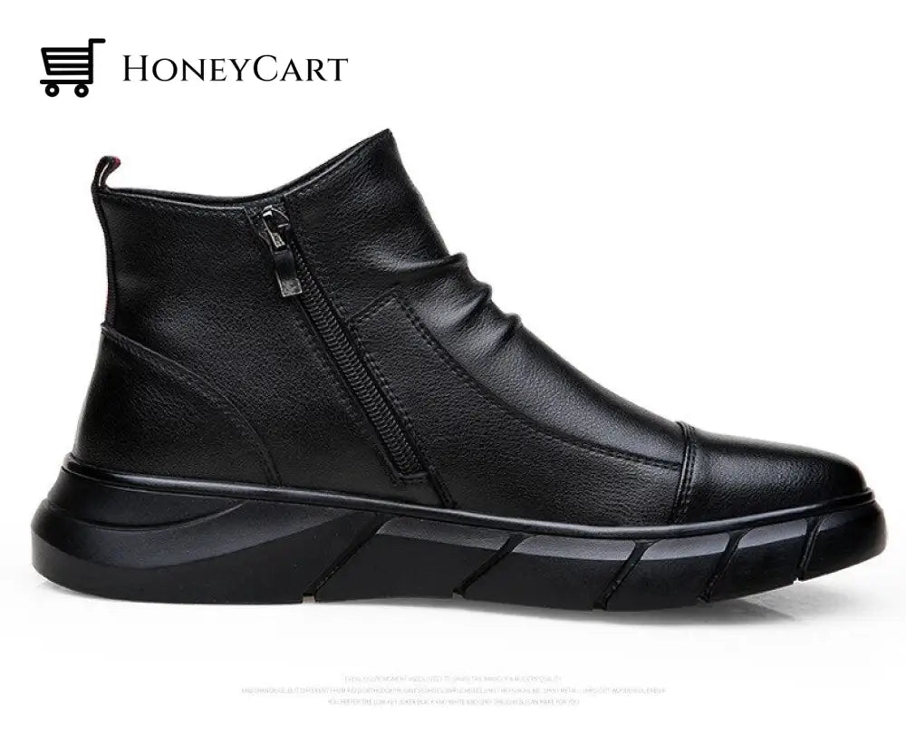 Italian Handmade Genuine Leather Zipper Martin Boots