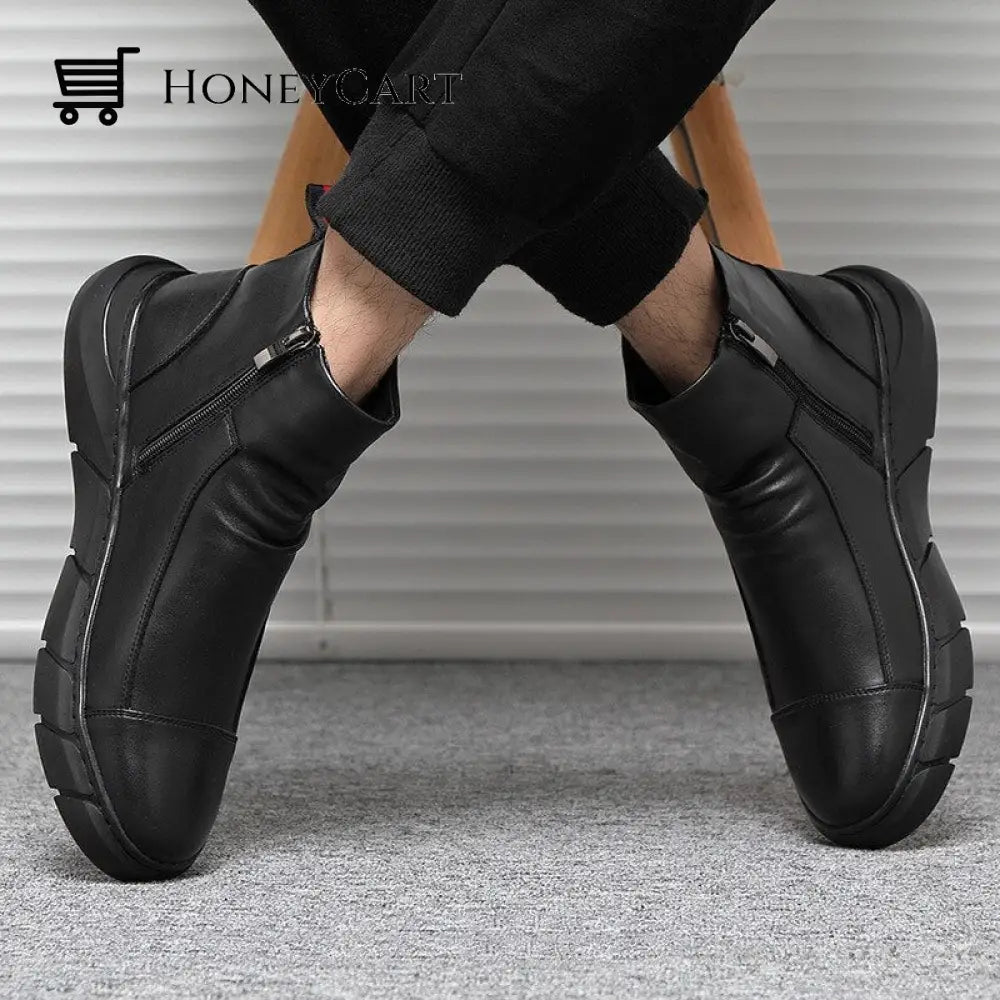 Italian Handmade Genuine Leather Zipper Martin Boots
