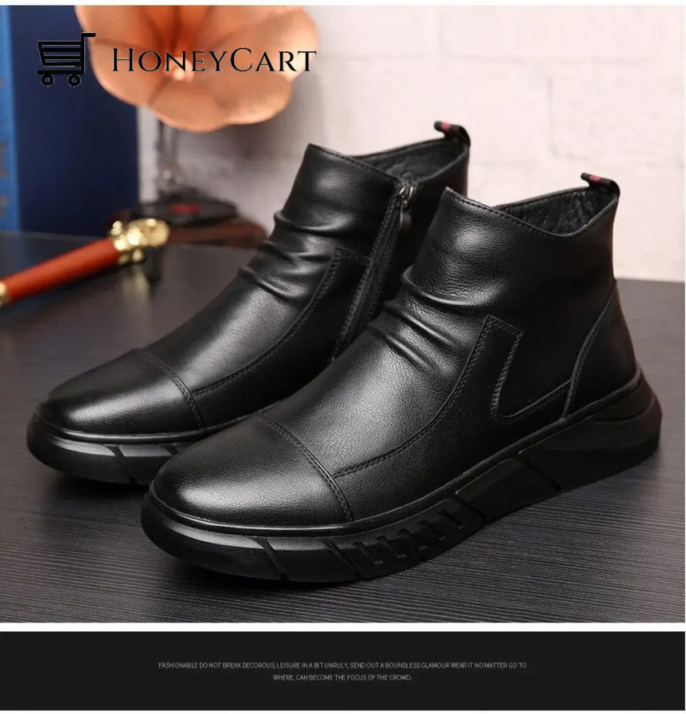 Italian Handmade Genuine Leather Zipper Martin Boots