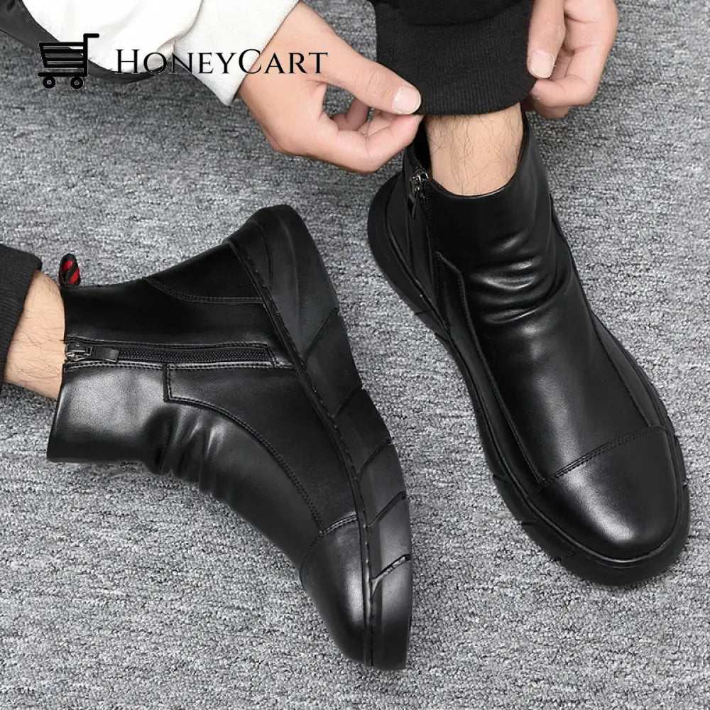 Italian Handmade Genuine Leather Zipper Martin Boots