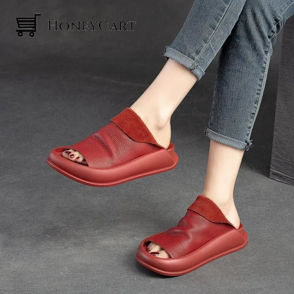 Italian Leather Platform Orthopedic Slippers