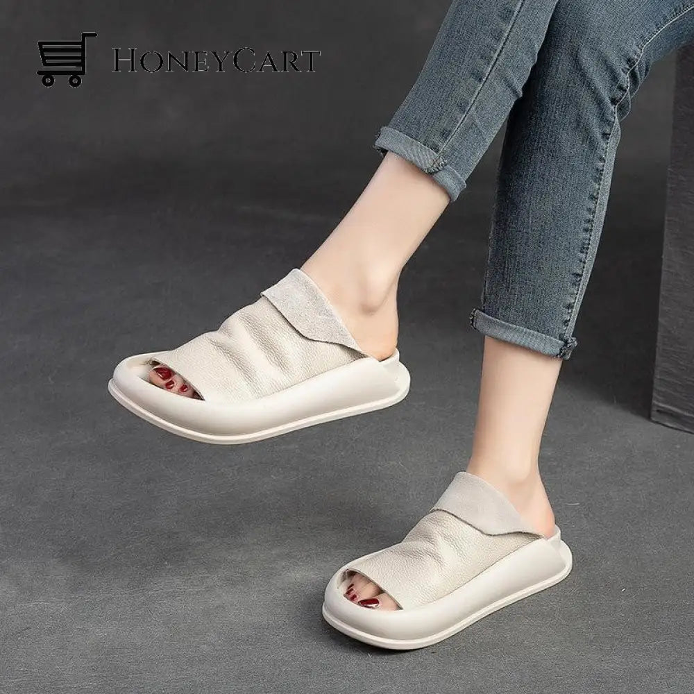 Italian Leather Platform Orthopedic Slippers