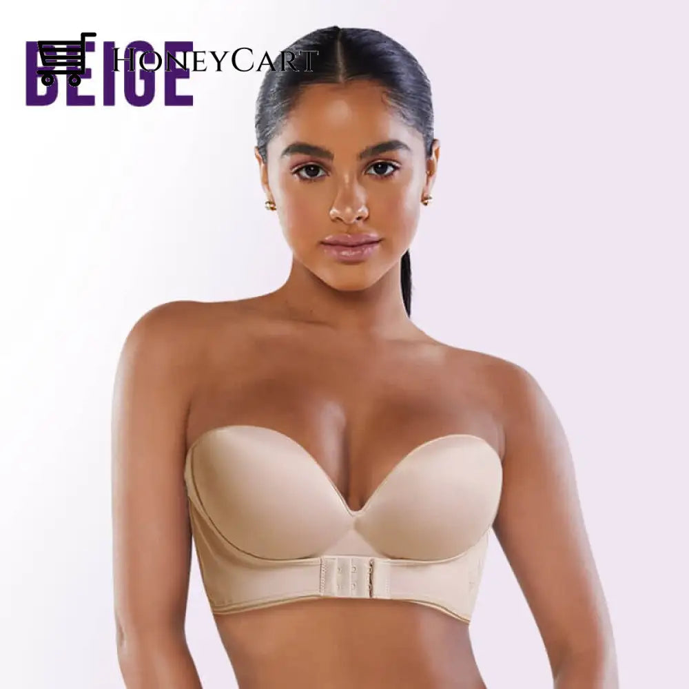Jessie Bra Wireless Strapless Push Up Beige / 1 - Fits 32A