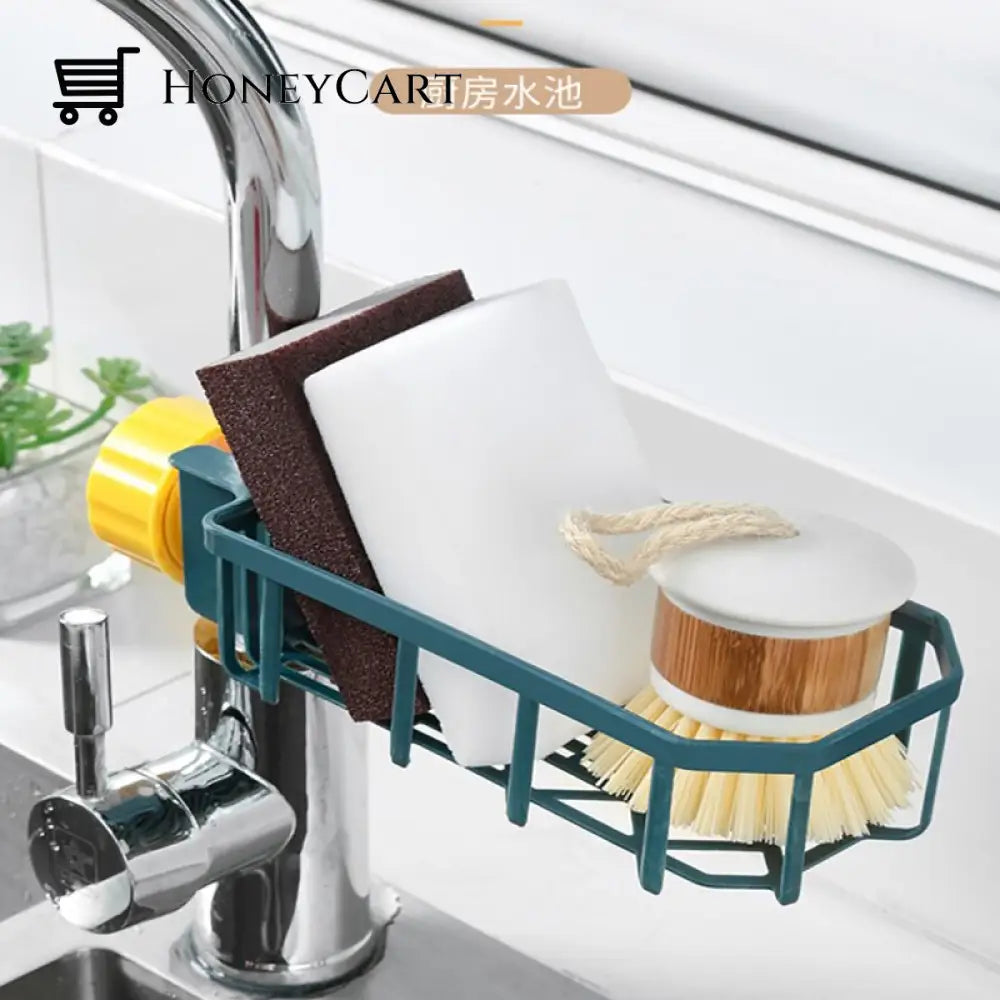 Kitchen Sink Drain Rack Sponge Storage Faucet Holder Soap Drainer Shelf Basket Dishwashing Artifact