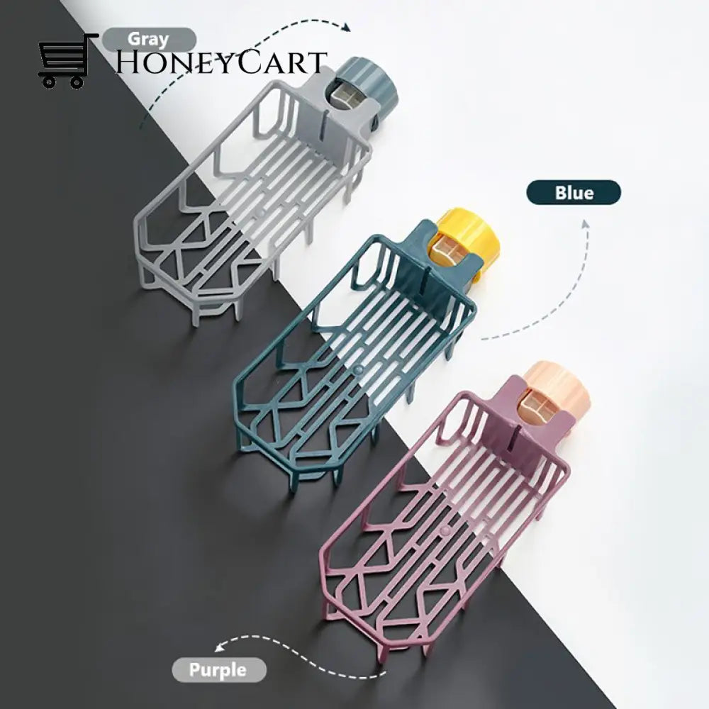 Kitchen Sink Drain Rack Sponge Storage Faucet Holder Soap Drainer Shelf Basket Dishwashing Artifact
