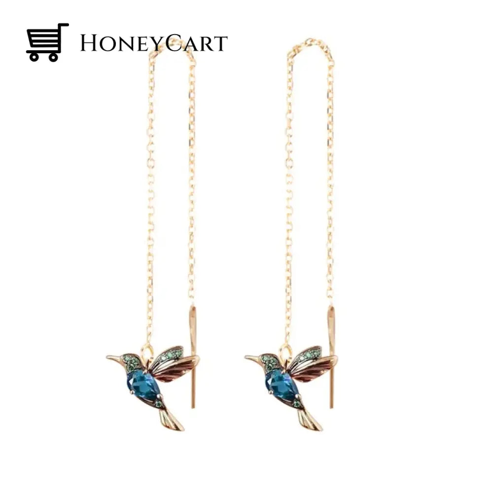 Ladies Elegant Hummingbird Rhinestone Stud Earrings Tool