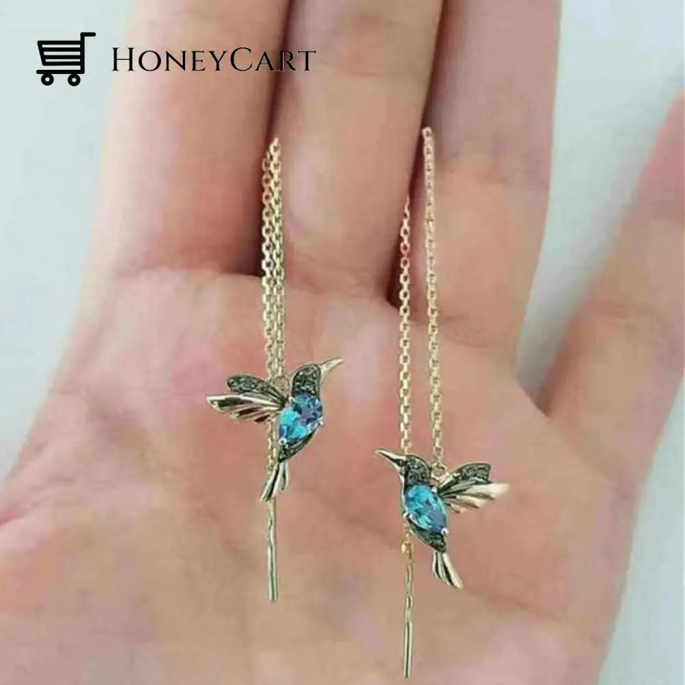 Ladies Elegant Hummingbird Rhinestone Stud Earrings Tool