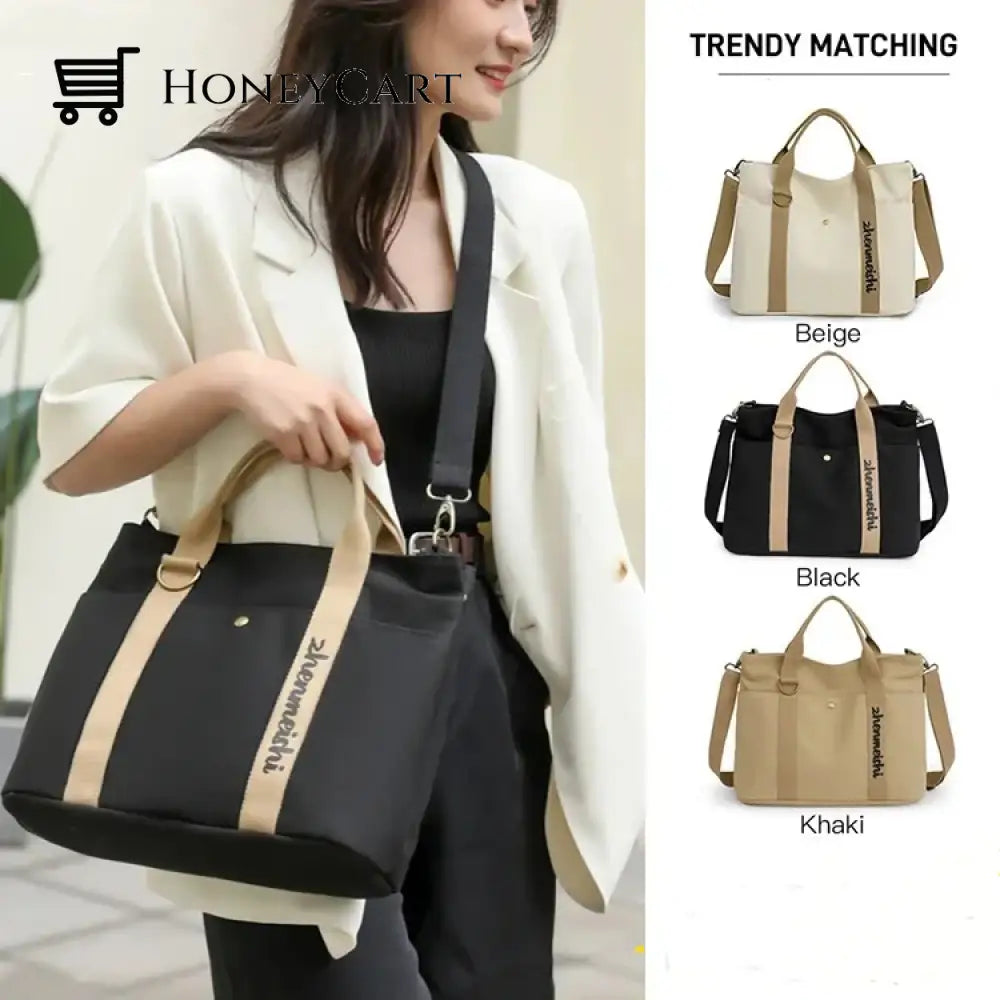Large Capacity Stylish Canvas Bag Khaki Tool