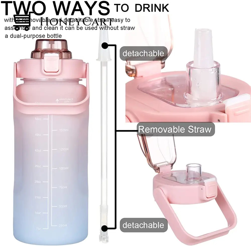 Large Half Gallon 64 Oz Motivational Water Bottle