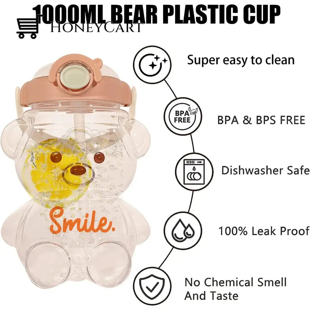 Leak-Proof Bear Water Bottle For Girls Sports & Outdoors