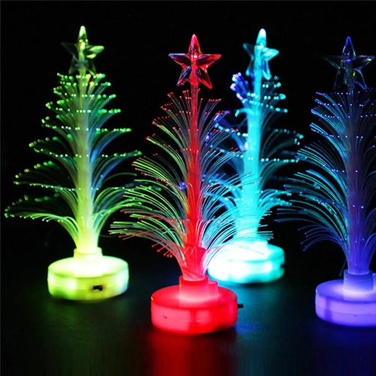 LED Fiber Optic Mini Christmas Tree Lamp – Colorful Nightlight for Crafting and Tabletop Decor, Perfect for Adding a Touch of Holiday Magic!