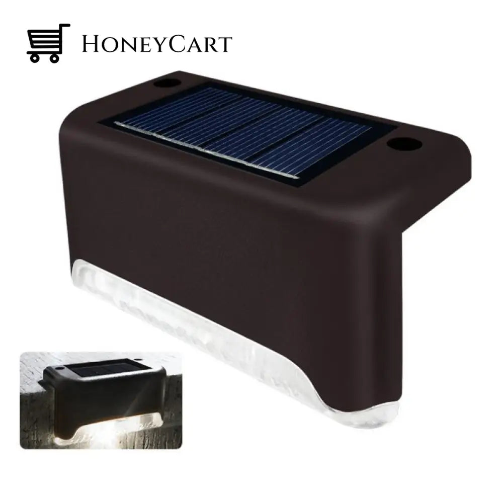Led Solar Lamp Path Staircase Outdoor Waterproof Wall Light Brown / White