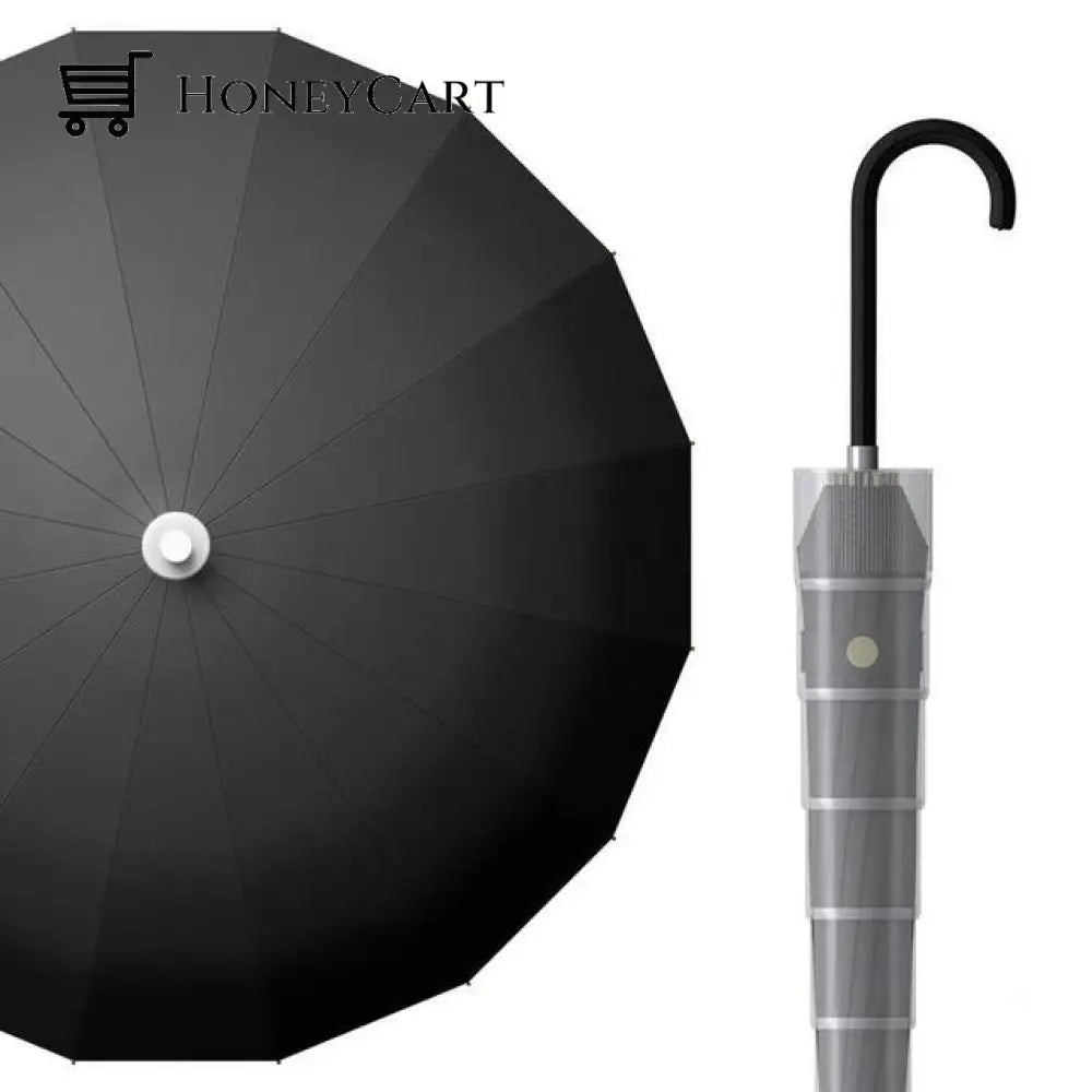 Long Handle Automatic Umbrella Black Parasols & Rain Umbrellas
