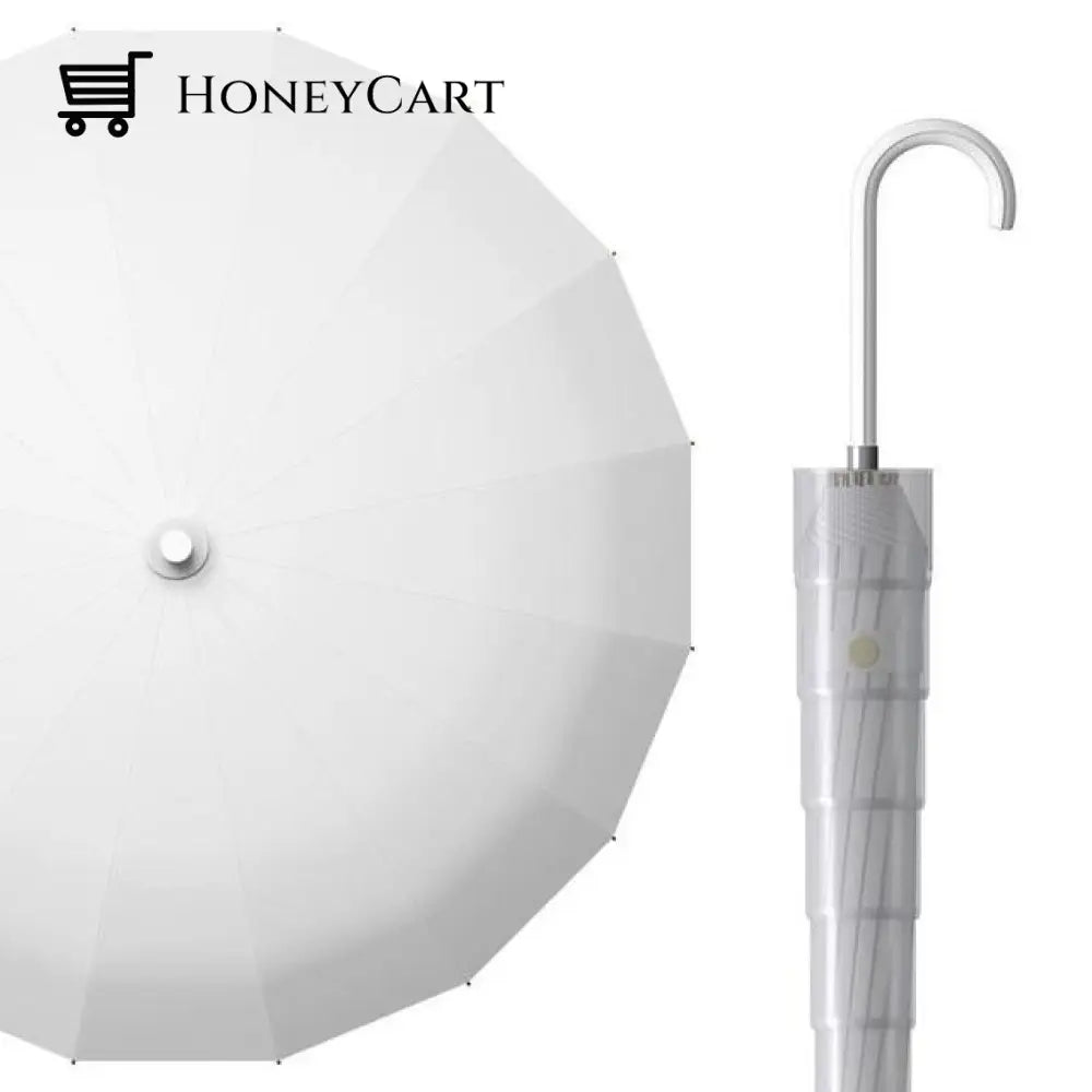Long Handle Automatic Umbrella White Parasols & Rain Umbrellas