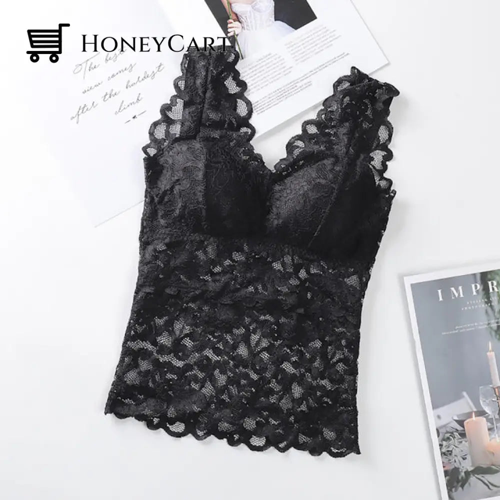 Long Lace Beauty Back Undershirt Black / 40 To 55Kg Pajamas
