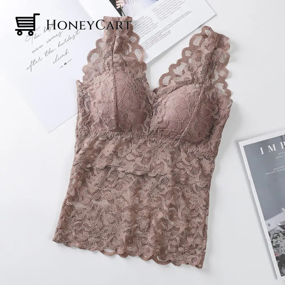 Long Lace Beauty Back Undershirt Khaki / 40 To 55Kg Pajamas