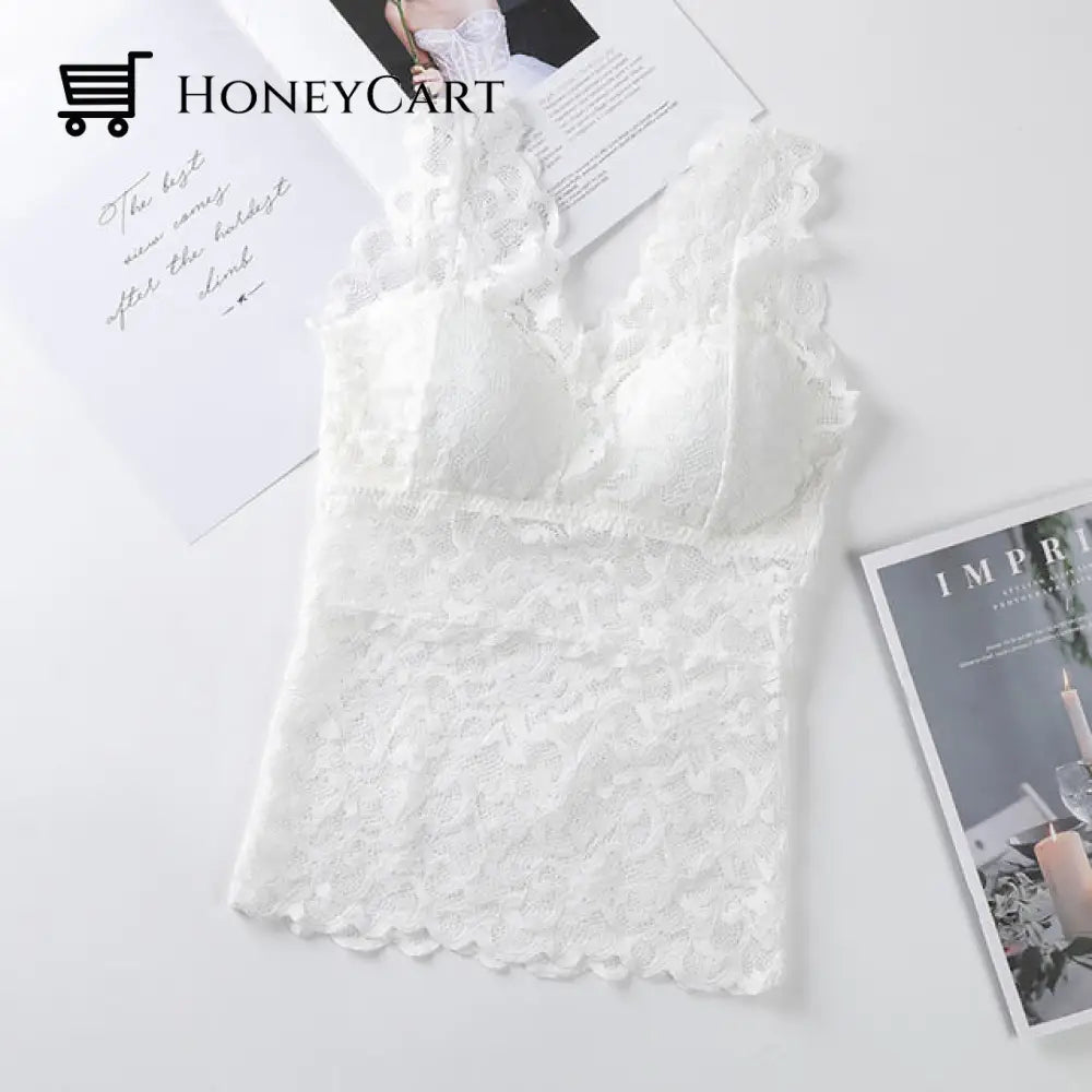 Long Lace Beauty Back Undershirt White / 40 To 55Kg Pajamas