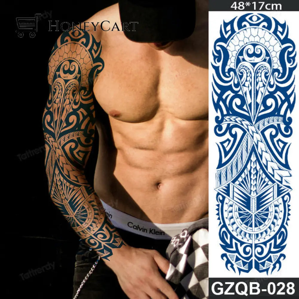 Long Lasting Full Arm Sleeve Tattoo Sticker Gzqb28 Temporary Tattoos