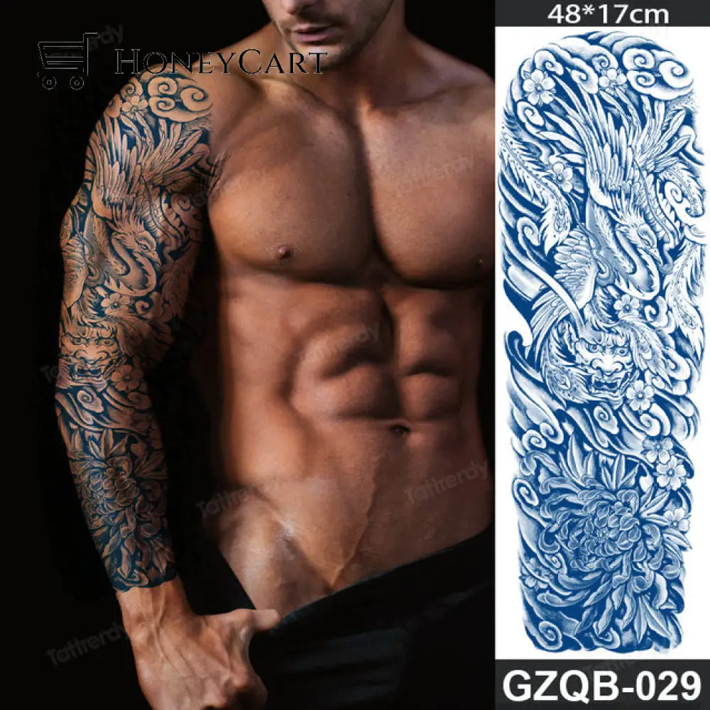 Long Lasting Full Arm Sleeve Tattoo Sticker Gzqb29 Temporary Tattoos