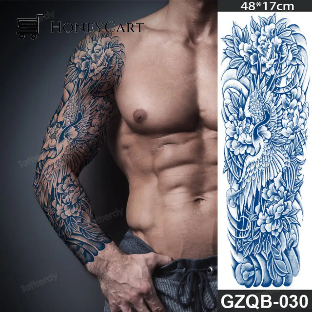 Long Lasting Full Arm Sleeve Tattoo Sticker Gzqb30 Temporary Tattoos