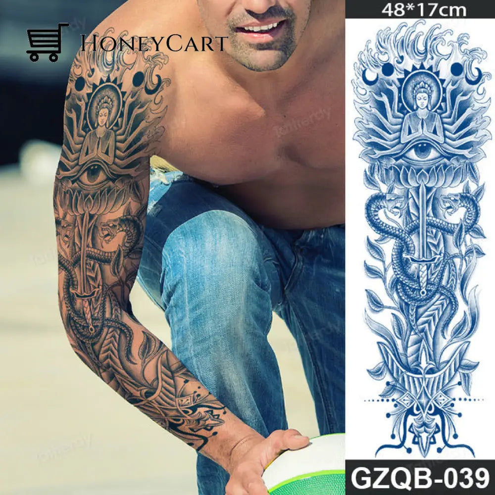 Long Lasting Full Arm Sleeve Tattoo Sticker Gzqb39 Temporary Tattoos