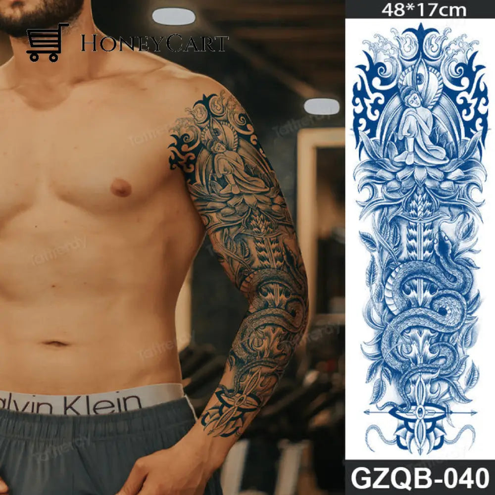 Long Lasting Full Arm Sleeve Tattoo Sticker Gzqb40 Temporary Tattoos
