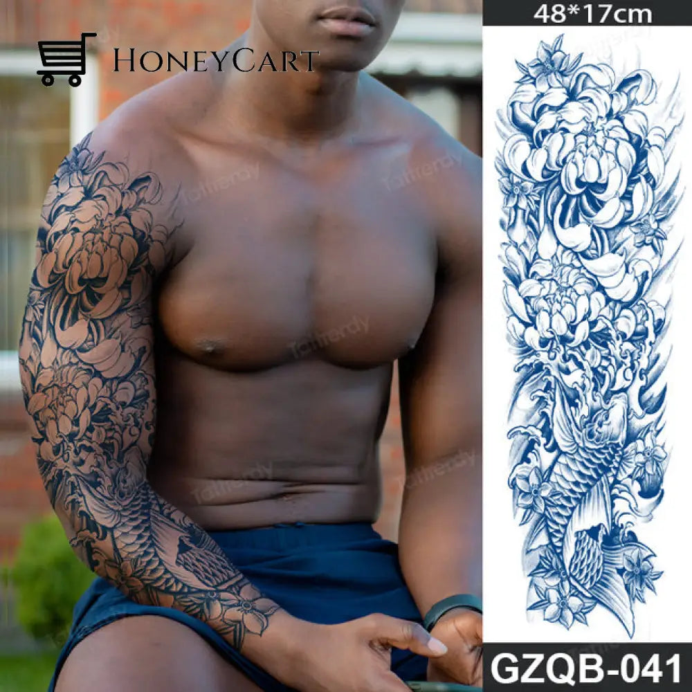 Long Lasting Full Arm Sleeve Tattoo Sticker Gzqb41 Temporary Tattoos